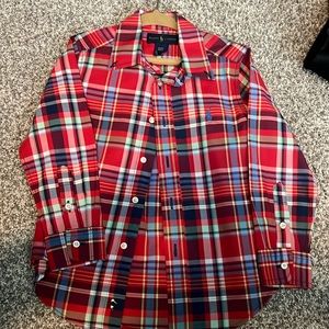 Red plaid Polo button up